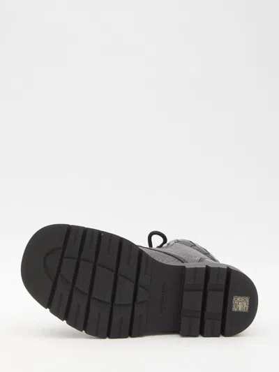 Bottega Veneta Black Grained Calf Leather Haddock Lace Up Ankle Boots In Black