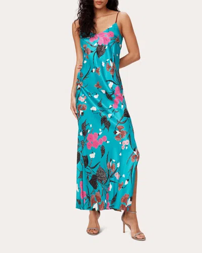 Shop Diane Von Furstenberg Women's Balbino Reversible Slip Dress In Festival Floral Teal/olive
