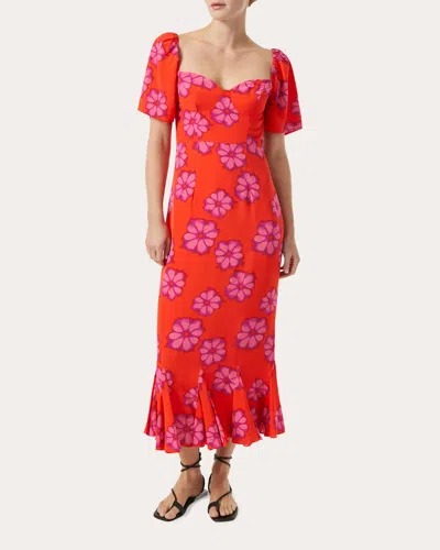 Shop Rhode Women's Ramona Fluted Dress In Red