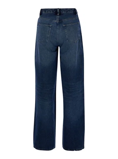 Apc A.p.c. Elisabeth' Blue Straight Jeans With Branded Button In Denim In Blue
