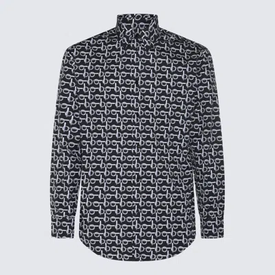 Shop Burberry Black And White Cotton Shirt In Silver/black