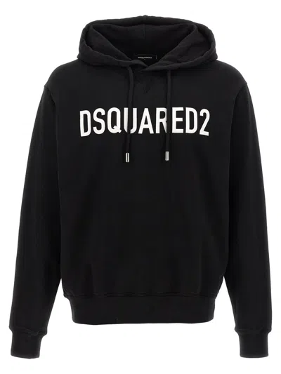 Dsquared2 Logo Cotton Hoodie In Black