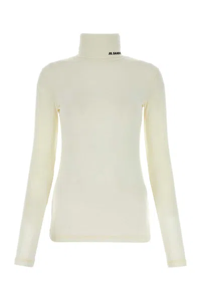 Jil Sander White Wool Blend Sweater In White