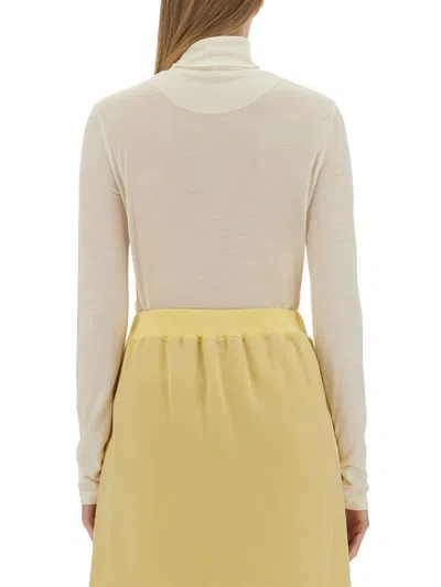 Jil Sander White Wool Blend Sweater In White