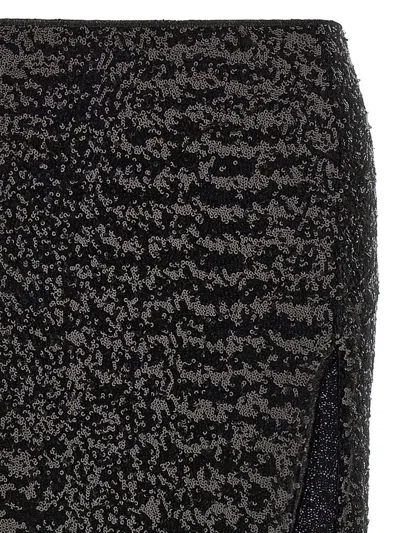 Oseree High-waisted Sequin-embellished Midi Skirt In Black