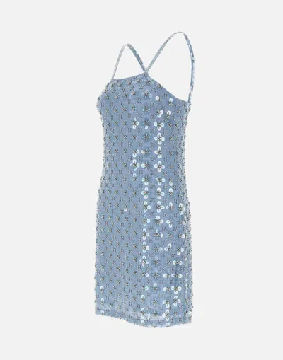 Shop P.a.r.o.s.h Parosh Ginny Sequin Embroidered Dress In Powder Blue