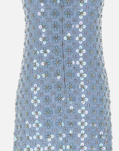 Shop P.a.r.o.s.h Parosh Ginny Sequin Embroidered Dress In Powder Blue