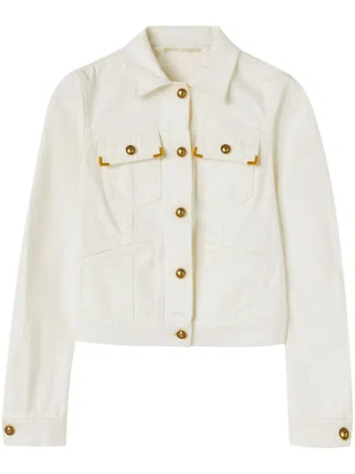 Shop Palm Angels Woman Beige Jacket Pwye037 R24 Den001