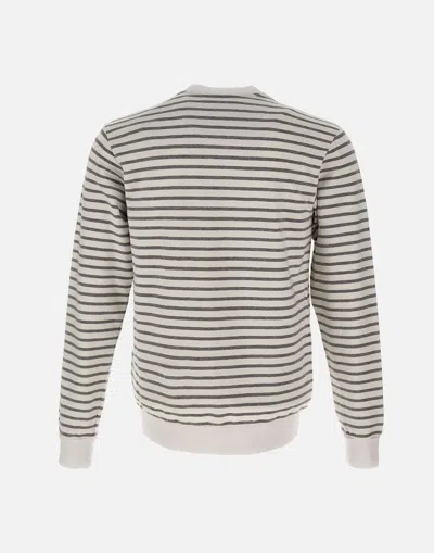 Shop Vilebrequin White And Grey Striped Cotton Sweatshirt In White-grey