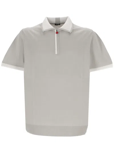 Shop Kiton Umk0571 V10 Man Bianco/perla T Shirt And Polo