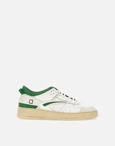 Shop Date D.a.t.e. Torneo Leather White & Emerald Sneakers