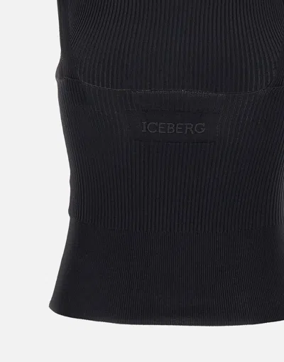 Shop Iceberg Stretch Viscose Halter Top In Black