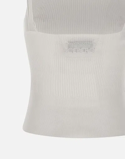 Shop Iceberg Stretch Viscose Fabric White Halter Top