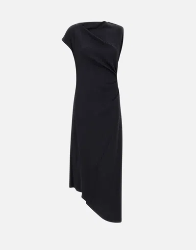 Shop Calvin Klein Stretch Viscose Crêpe Black Midi Dress
