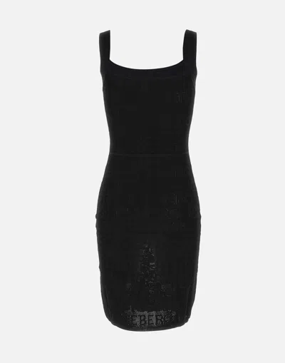 Shop Iceberg Stretch Sheath Dress With Allover Logo In Black