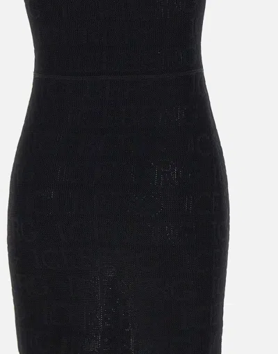 Shop Iceberg Stretch Sheath Dress With Allover Logo In Black