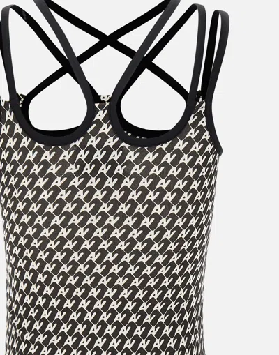 Shop Avavav Strappy Top In Black And White Optical Pattern