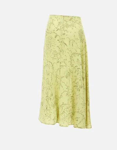 Shop Fabiana Filippi Silk Skirt With Animal And Plant Print In Green