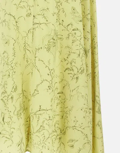 Shop Fabiana Filippi Silk Skirt With Animal And Plant Print In Green