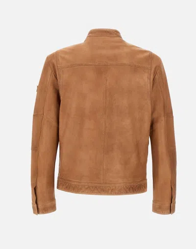 Shop Peuterey Saguaro Men's Tan Biker Jacket In Brown