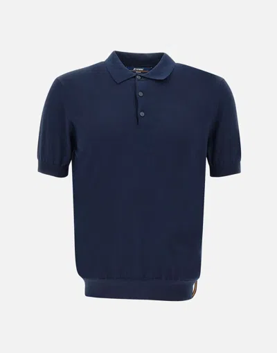 Shop K-way K Way Pleyne Blue Cotton Polo Shirt