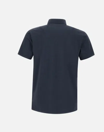 Shop Peuterey Mezzola Cotton And Silk Blend Polo Shirt Navy Blue