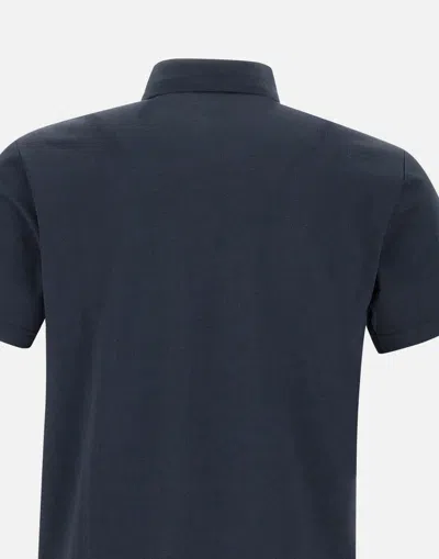 Shop Peuterey Mezzola Cotton And Silk Blend Polo Shirt Navy Blue
