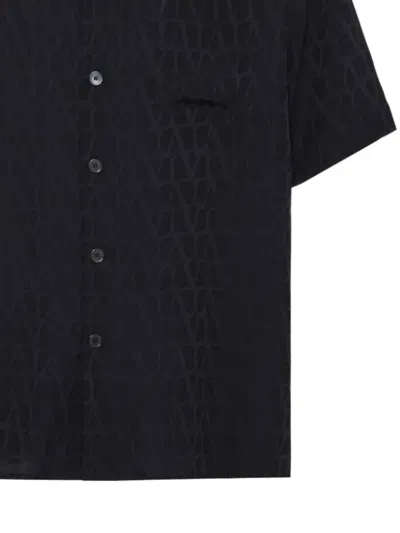 Shop Valentino Man St.toile Iconograph Nero/nero Shirt 4 V3 Aaa90