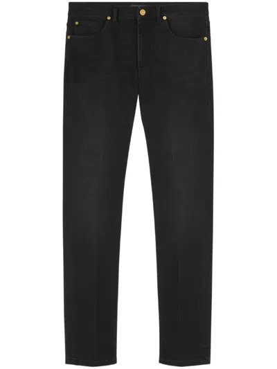 Shop Versace Man Faded Washed Black Jeans 1013886