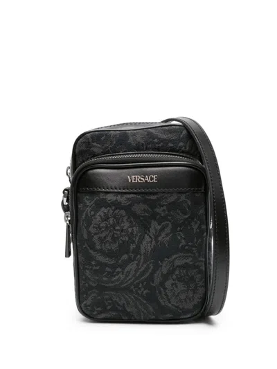 Shop Versace Man Black+black Ruthenium Bag 1013531 In 黑色+黑色正森