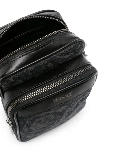 Shop Versace Man Black+black Ruthenium Bag 1013531 In 黑色+黑色正森