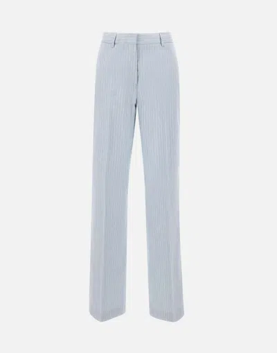 Shop Iceberg Linen And Cotton Striped Blue Trousers