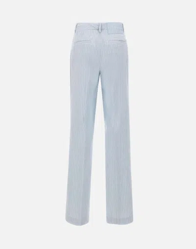 Shop Iceberg Linen And Cotton Striped Blue Trousers