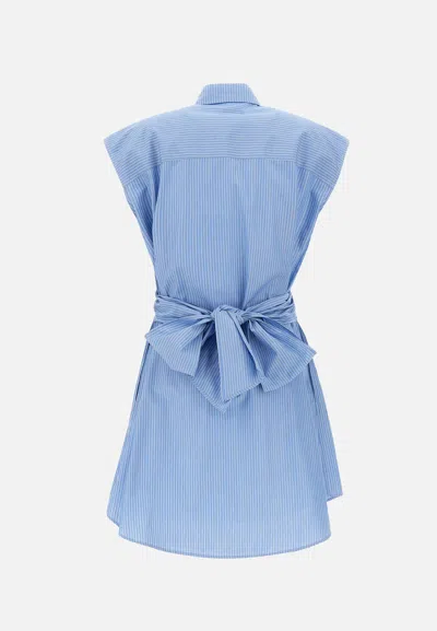 Shop Iceberg Light Blue Striped Cotton Poplin Shirt Dress