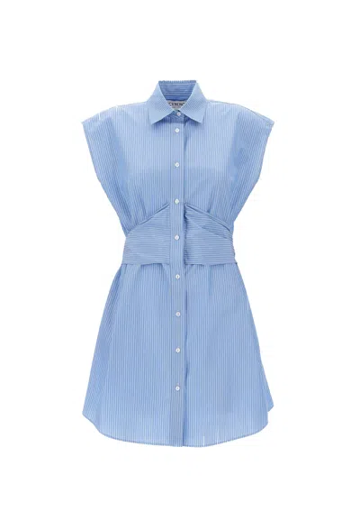 Shop Iceberg Light Blue Striped Cotton Poplin Shirt Dress