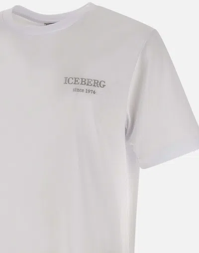 Shop Iceberg Jersey Cotton T Shirt, White, Crew Neck
