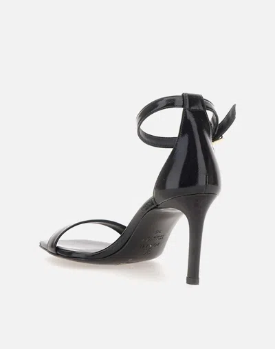 Shop Fabi Harrods Leather Sandals With Gold Buckle In Black