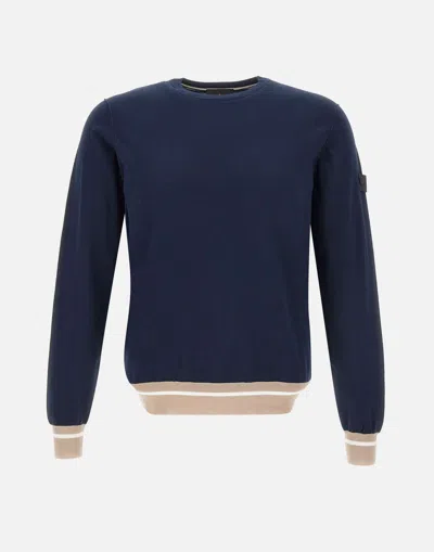 Shop Peuterey Ghisallo Navy Blue Cotton Sweater