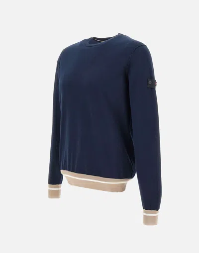 Shop Peuterey Ghisallo Navy Blue Cotton Sweater