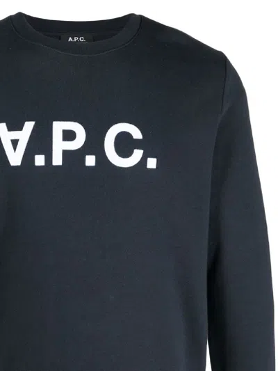 Apc A.p.c. Cotton Sweatshirt With Bold Logo Design And Comfortable Fit In Blue