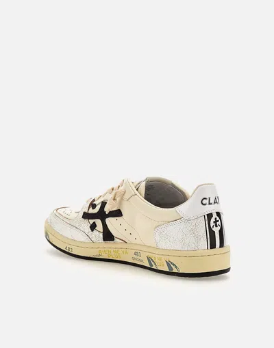Shop Premiata Clay6775 Ivory Beige Leather Sneakers