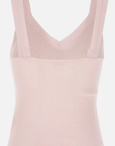 Shop P.a.r.o.s.h Parosh Cipria24 Ribbed Cotton V Neck Top In Pink