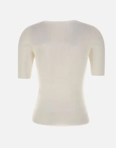 Shop P.a.r.o.s.h Parosh Cipria24 White Cotton T Shirt With Cut Out Detail