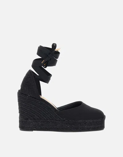 Shop Castaã±er Castaner Carina Black Canvas Wedge Sandals