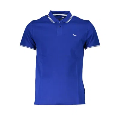 Shop Harmont & Blaine Sleek Short Sleeved Contrast Men's Polo In Blue