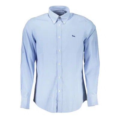 Shop Harmont & Blaine Elegant Long Sleeve Cotton Men's Shirt In Blue