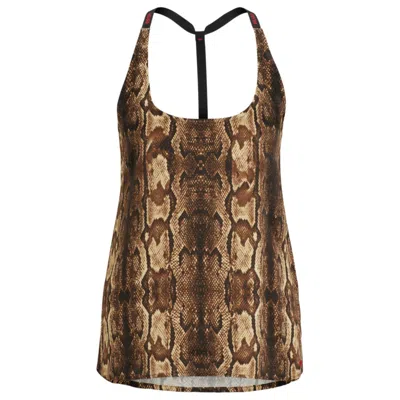 Shop Hugo Pajama Vest In Satin With Snake Print In Multi