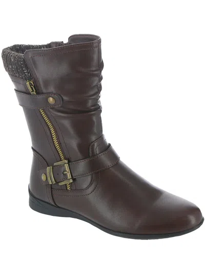 Wanderlust Phyllis Womens Faux Leather Zip Up Mid-calf Boots In Brown