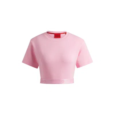 Shop Hugo Relaxed-fit T-shirt With Logo Waistband In Pink