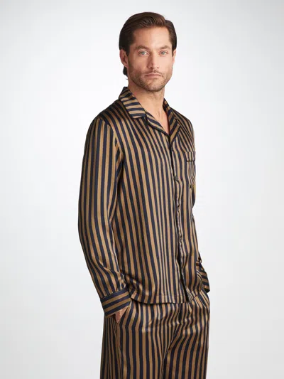 Shop Derek Rose Men's Pyjamas Brindisi 107 Silk Satin Navy